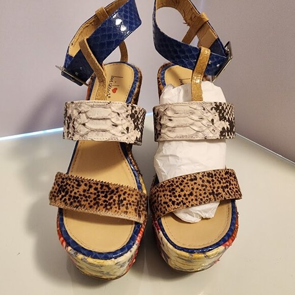 Lui Chung Animal Print Platform Sandals - Picture 3 of 9